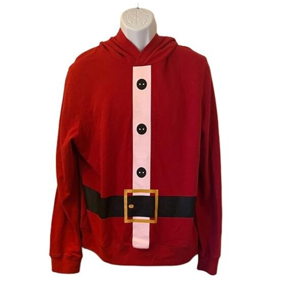 Aeropostale Other - Aeropostale Hoodie Mens Red Santa Suit Costume Pullover Ugly Christmas, L/XL